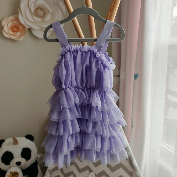 Lavender Ruffle Kids Dress - Picture 6 of 12